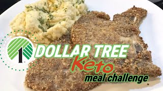 Dollar Tree Meal Challenge  Keto  Pecan Crusted Pork Chops amp Cheesy Cauliflower Mash  Easy Keto [upl. by Amikehs545]