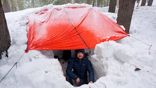 Camping in a Deep Snow Shelter [upl. by Alyl605]