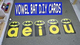 VOWEL BAT DIY CARDS FOR KINDERGARTEN EASY VOWEL BATS [upl. by Ahsineb]