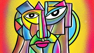 cubism Learn CUBISM art easy step by step tutorial  Cubism art portrait drawing in Procreate app [upl. by Suiluj735]