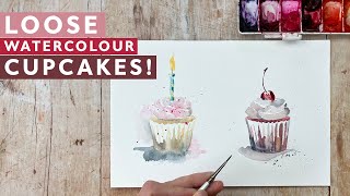 How To Paint Loose Watercolour Cupcakes [upl. by Vernita]