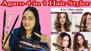 Agaro 4 in 1 Hair Styler Review amp Demo l Straightener l Curler l wavy l Crimper l Didnt Expect this [upl. by Flo328]