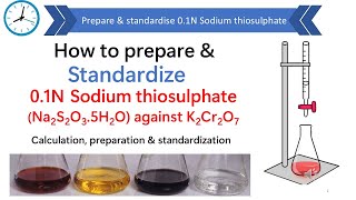 How to prepare and standardize 01 N sodium thiosulphate solution  Standardisation of 01N Na2S2O3 [upl. by Steven]