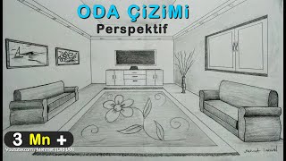 ODA ÇİZİMİ TEK NOKTALI PERSPEKTİF İÇ MEKAN ÇİZİMİ  HOW TO DRAW a ROOM WITH 1 POINT PERSPECTIVE [upl. by Woodford969]