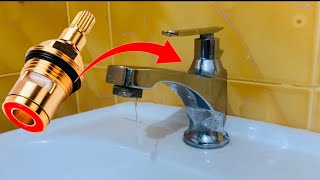 How to Fix Water Leakage Tap  Repair Sink Bathroom Tap  Water leak even close the faucet handle [upl. by Aimahc]