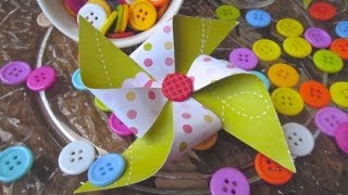 Cómo hacer broches de molinillos de papel Tutorial [upl. by Jaquiss851]