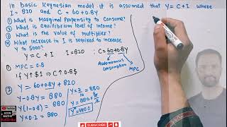 find MPC  multiplier  investment multiplier  equilibrium level of income from Keynesian model [upl. by Chadbourne446]