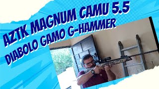 AZTK Magnum Camu Nitro Pistón disparando los Gamo Ghammer de 2775 granos a tabla de 1 pulgada [upl. by Alvina]