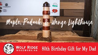 Woodturning Maple Padauk amp Wenge Lighthouse [upl. by Eittam]