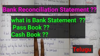 Bank reconciliation statement  PASS BOOK Cash book Bank statement telugu BRS [upl. by Ayidah]