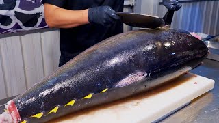 Worlds Sharpest Tuna Knife！Superb yellowfin Tuna cutting skill Luxurious sashimi  最鋒利的刀！黃鰭鮪魚切割技能 [upl. by Nellahs627]