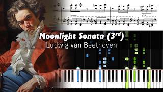 Beethoven  Moonlight Sonata 3rd Movement  Piano Tutorial with Sheet Music [upl. by Lleneg268]