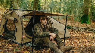 Solo Camping with my Dog Swag Tent Cast Iron Cooking [upl. by Eduj]