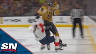 Golden Knights Ivan Barbashev Levels Panthers Radko Gudas With Massive Reverse Hit [upl. by Azitram]