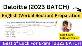 Deloitte Verbal English Section Previous Year Question  Best of Luck For Exam 2023 BATCH [upl. by Abercromby369]