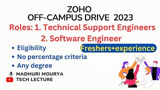 Zoho OffCampus Drive 2023  Zoho hiring for 2 different roles techlecture [upl. by O'Reilly]