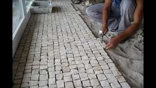 Hand made cobblestone cut and Portuguese pavement laying techniques Roc2c [upl. by Hui]