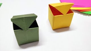 Origami Box with Lid How to make Origami box  Easy step by step tutorial paper box project [upl. by Nishi57]