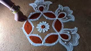 Aadi special muggulubeautiful lotus flowers kolam aadiveli traditional easyrangoli kolam designs [upl. by Araihc149]