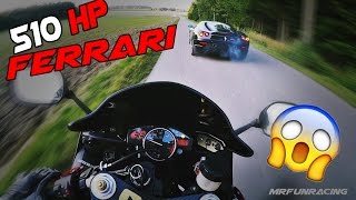 510PS Ferrari 430 Scuderia vs Yamaha R6 [upl. by Binnie931]