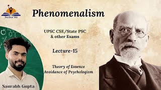 Phenomenalism Phenomenology Method of Husserl Epoche Reduction for UPSC CSEState PSC UGC NET MA BA [upl. by Zuliram630]