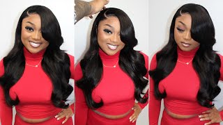 Deep Side Part With Layers amp Curls  Curtain Bang Wig ft HERMOSA HAIR [upl. by Rusticus]