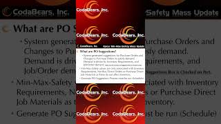 What are PO Suggestions MinMaxSafety Mass Update [upl. by Ervin564]