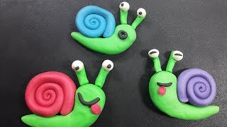 How to make snail clay modelling for kids Making colourful animal shapes from clay [upl. by Retsila]