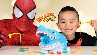 Fun Kids Game Shark Bite Playtime With Spiderman And CKN [upl. by Nuyh]