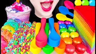 ASMR EDIBLE SPOON RAINBOW CREPE CAKE NERDS ROPE JELLY GUMMY 숟가락 먹방 MUKBANG [upl. by Terza]