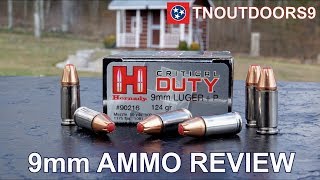 9mm P 124 gr Hornady Critical Duty Ammo Review [upl. by Mundt728]