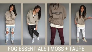 BEST Fear of God ESSENTIALS Colorway  Crewneck  Half Zip Lookbook  Moss amp Taupe [upl. by Eisus558]