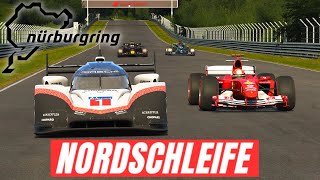 MERCEDES W11 vs RED BULL RB20 vs PORSCHE 919 EVO vs FERRARI F2004 at NORDSCHLEIFE [upl. by Eleanor481]