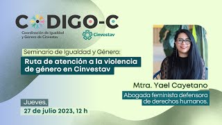 Seminario de Igualdad y Género Ruta de atención a violencia de género  Mtra Yael Cayetano 0723 [upl. by Aital]