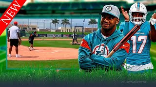 Tua Tagovailoa belts home run at Dolphins’ charity softball game hits Jaylen Waddle celebration [upl. by Ursa]