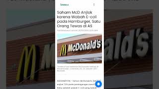 Saham McD Anjlok karena Wabah Ecoli pada Hamburger Satu Orang Tewas di AS [upl. by Eesdnil529]