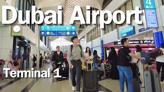 Dubai International Airport Terminal 1 Walking Tour 4K [upl. by Hanschen939]