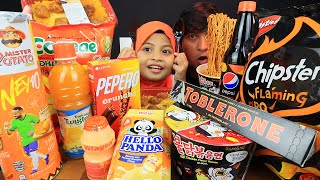 24JAM 🖤🧡 BLACK VS ORANGE FOOD BATTLE MAKAN DENGAN AQISH quotYANG NI PALING BESH SEBAB ADA [upl. by Hairu]