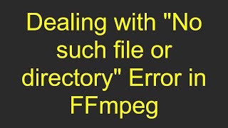 Dealing with quotNo such file or directoryquot Error in FFmpeg [upl. by Ferdy242]