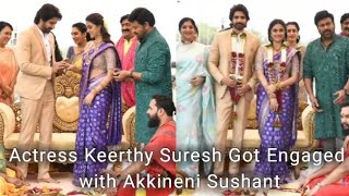 Actress Keerthy Suresh Got Engaged with Akkineni Sushanth  Keerthy Suresh Engagement Photos [upl. by Akel]