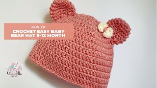 CROCHET Baby Teddy Bear Hat 912 Month BEGINNER [upl. by Akimak]