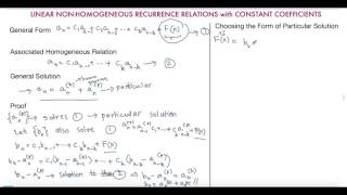 Linear Non homogeneous Recurrence Relations with Constant Coefficients [upl. by Timotheus]