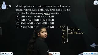 Metal hydrides are ionic covalent or molecular in nature Among LiH NaH KH RbH and CsH the [upl. by Aisa508]