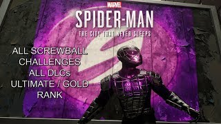 SpiderMan PS4  All Screwball Challenges Guide All 3 DLCs Ultimate  Gold Rank [upl. by Oiciruam]