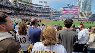 Padres Opening Day 2024 Petco Park Jon Foreman Of Switchfoot Performs National Anthem With Flyover [upl. by Poppy]