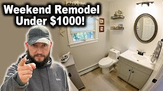 Half Bathroom Remodel Start to Finish in a Weekend [upl. by Weissberg]