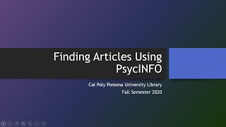 Finding Articles using PsycINFO [upl. by Colvert]