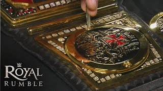 Triple Hs custom plates are applied to the WWE World Heavyweight Title January 25 2016 [upl. by Oirasan]