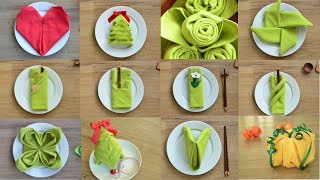 12 Fancy Napkin Folds  Easy Napkin Folding Tutorials  Year in Review  Episode 13 [upl. by Anhavas]