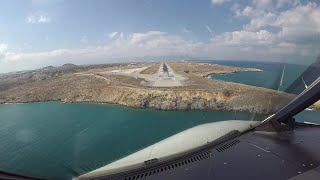 Heraklion Crete Island Approach along the beaches and landing on runway 27 HERLGIR Cockpit view [upl. by Odama]